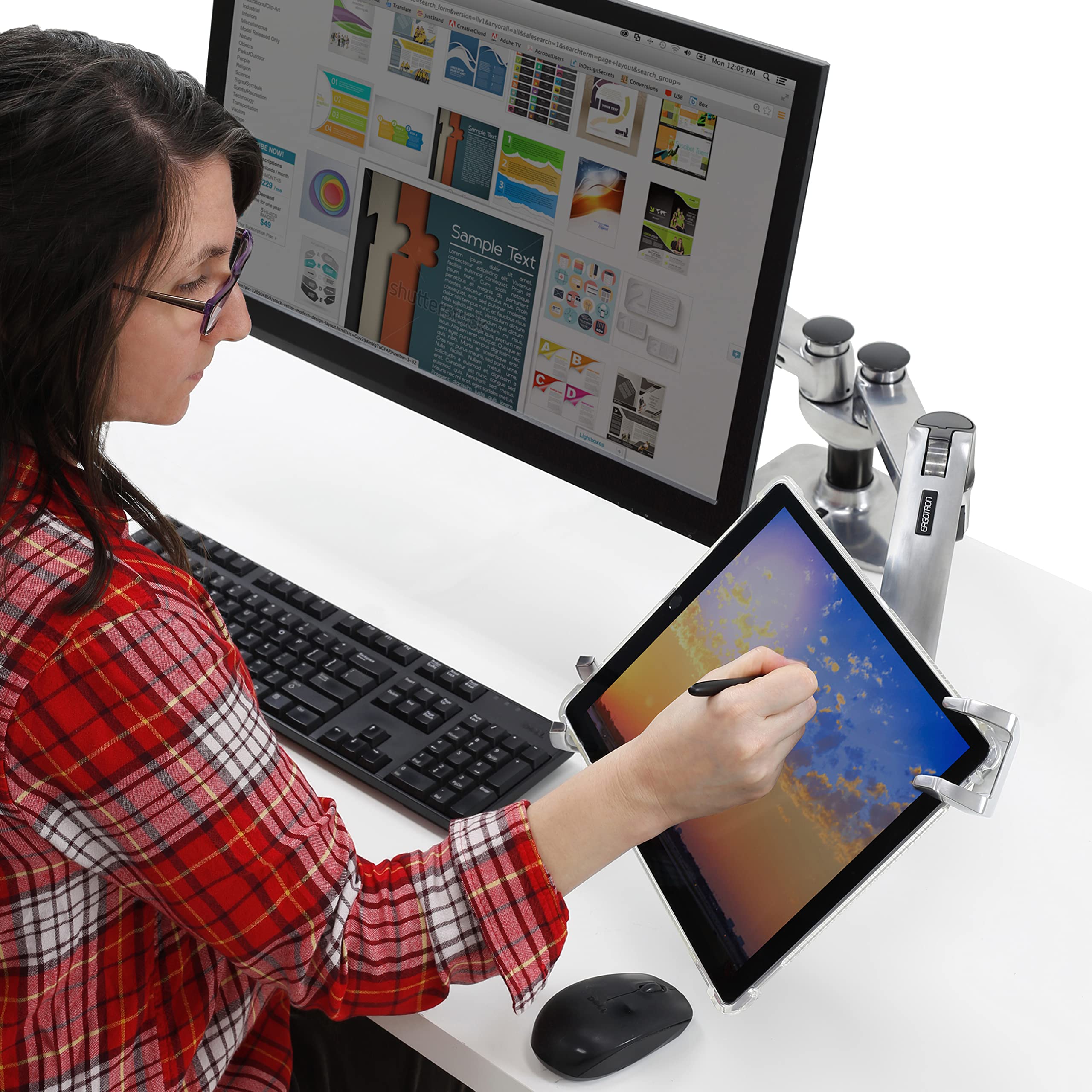 Ergotron Lockable Tablet Mount for 13 Inch Laptops & Tablets - VESA Monitor Arm Add-on for Home & Office Workspace Setup