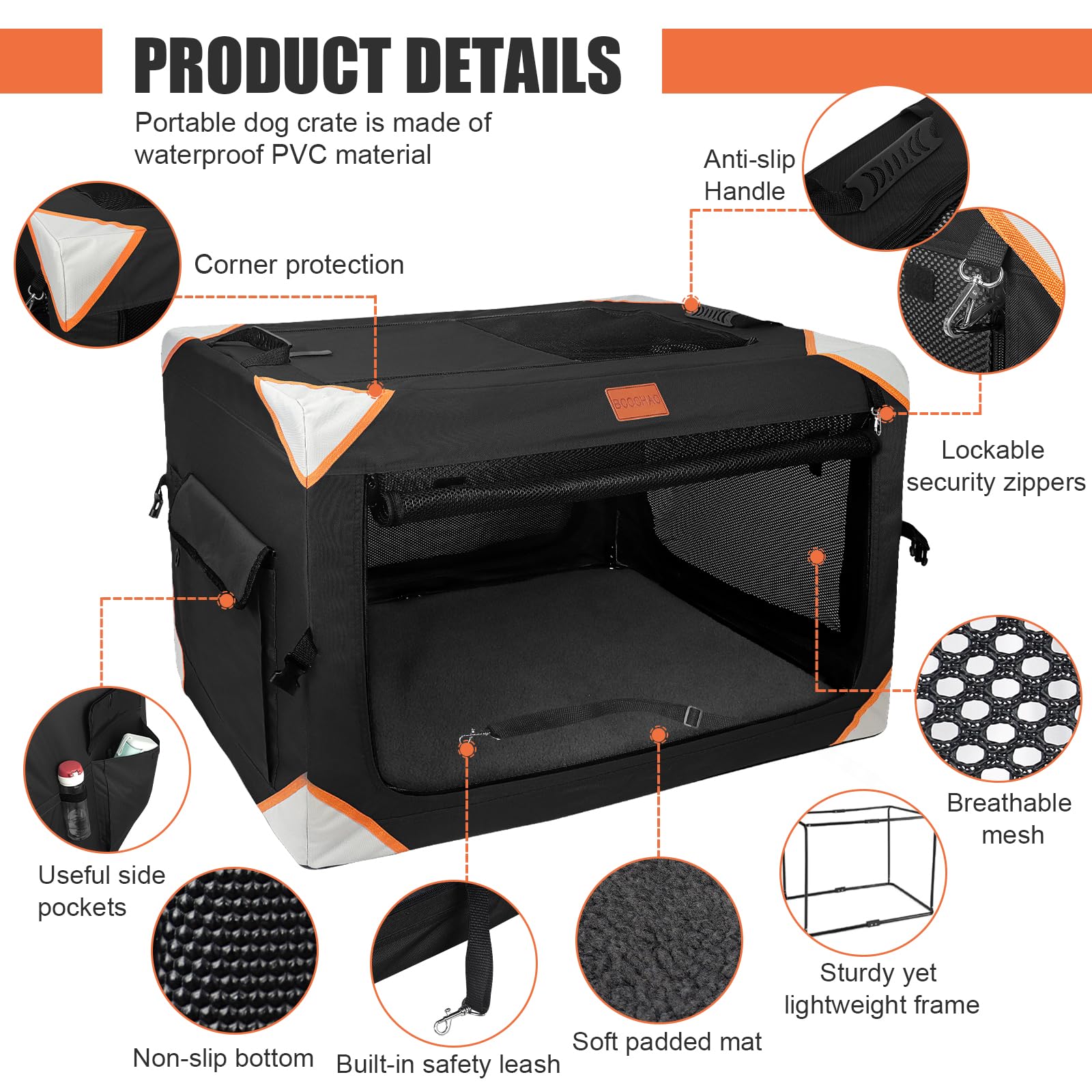 Collapsible Dog Crate for Extra Large Dogs - 4-Door Portable Pet Travel Crate with Soft Blanket | Sturdy, Breathable & Comfortable Design | Indoor, Outdoor & Car Back Seat Use | Perfect for Travel, Camping & Vet Visits