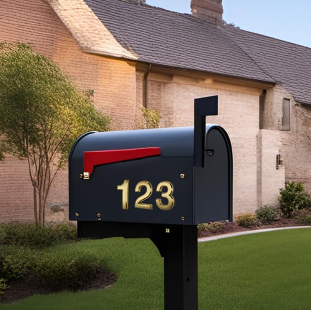 4 Inch Gold Mailbox Number 8 - 3D Address Sticker for House, Apartment, Office - Shiny & Bright for Easy Visibility