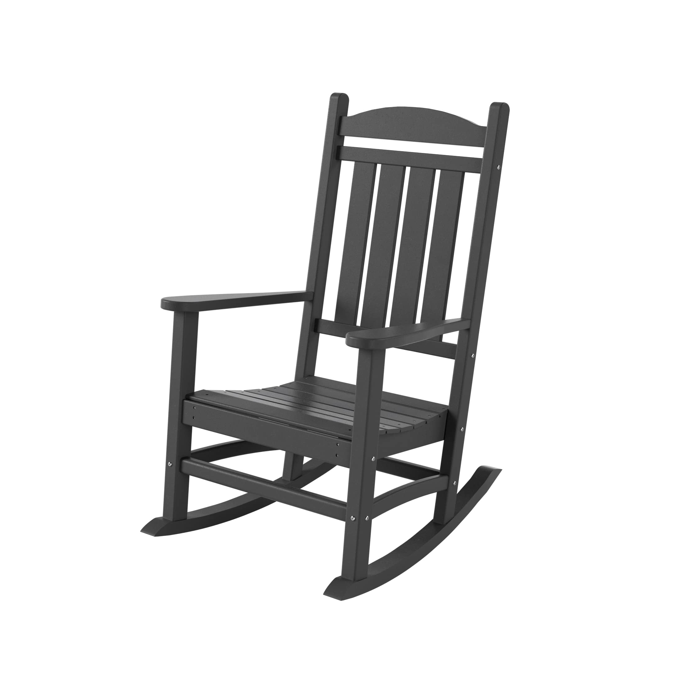 WO Home Furniture 4-Piece Patio Rocking Chair Set - Traditional Outdoor HDPE Rocking Chairs with UV & Weather Resistance (Grey) - Perfect for Porch, Garden, Deck & Backyard Relaxation