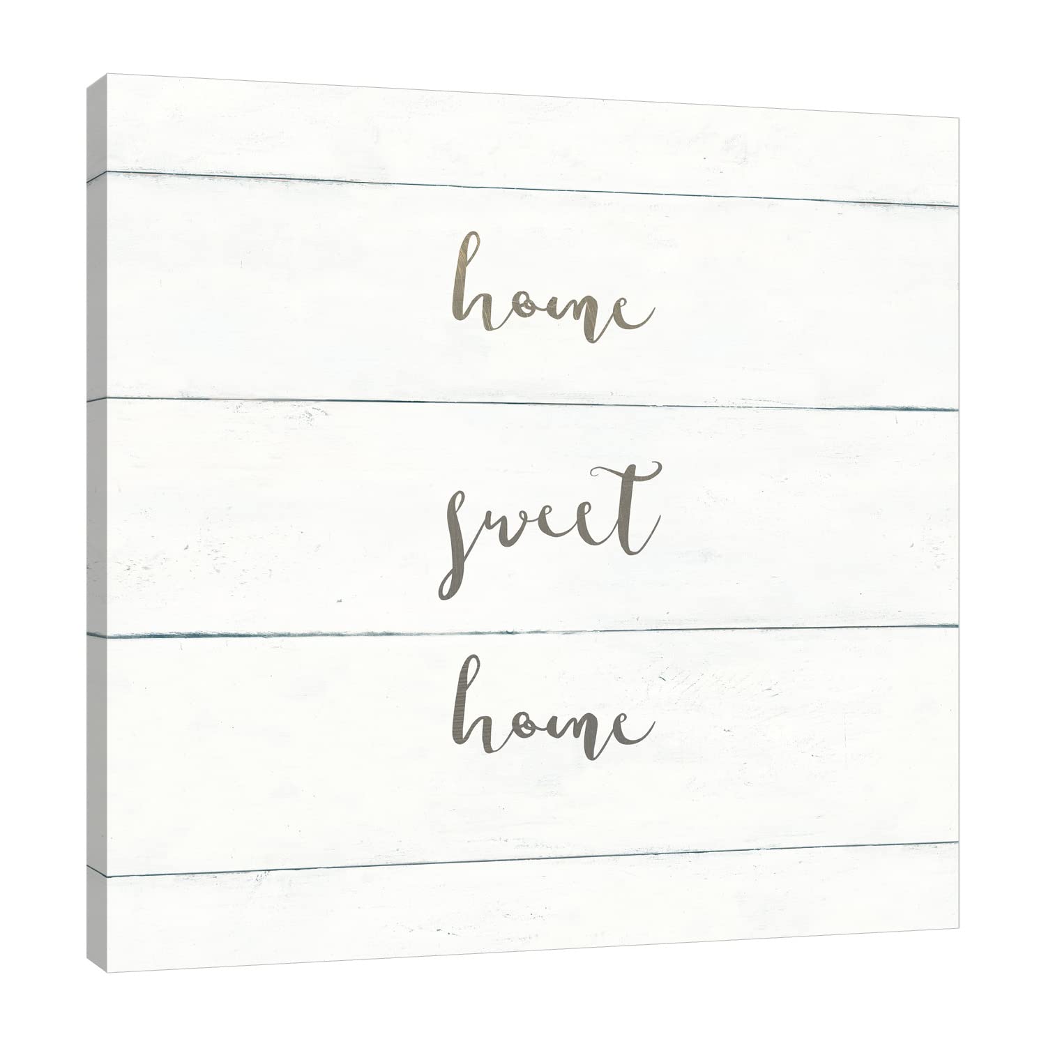 Jaxson Rea 'Home Sweet Home' Shiplap Gallery Wrapped Canvas Art Print - 18x18 Inch Farmhouse Wall Decor by Wild Apple Portfolio - Perfect for Living Room, Bedroom & Office Decor