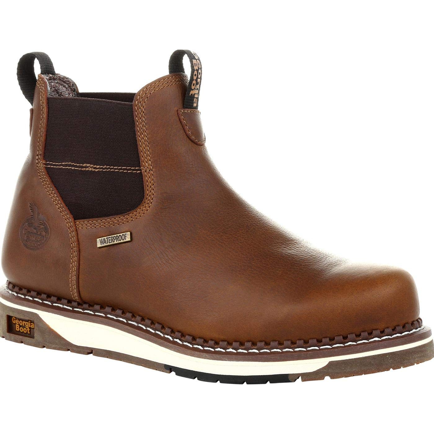 Georgia Boot AMP LT Wedge Waterproof Chelsea Work Boot - Durable & Comfortable for Construction, Landscaping & Outdoor Work