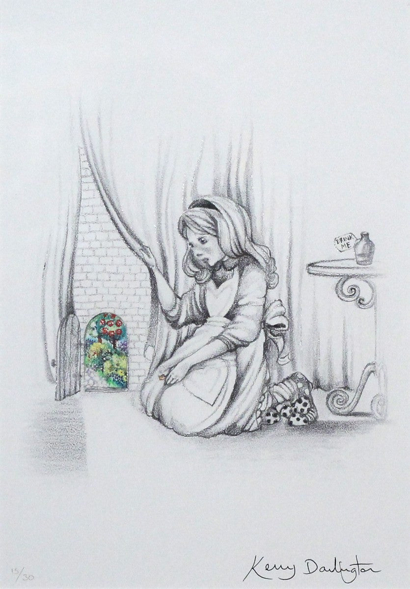 Alice and the Little Door Sketch - Limited Edition Art Print - Perfect for Home Decor, Nursery, or Gift Giving