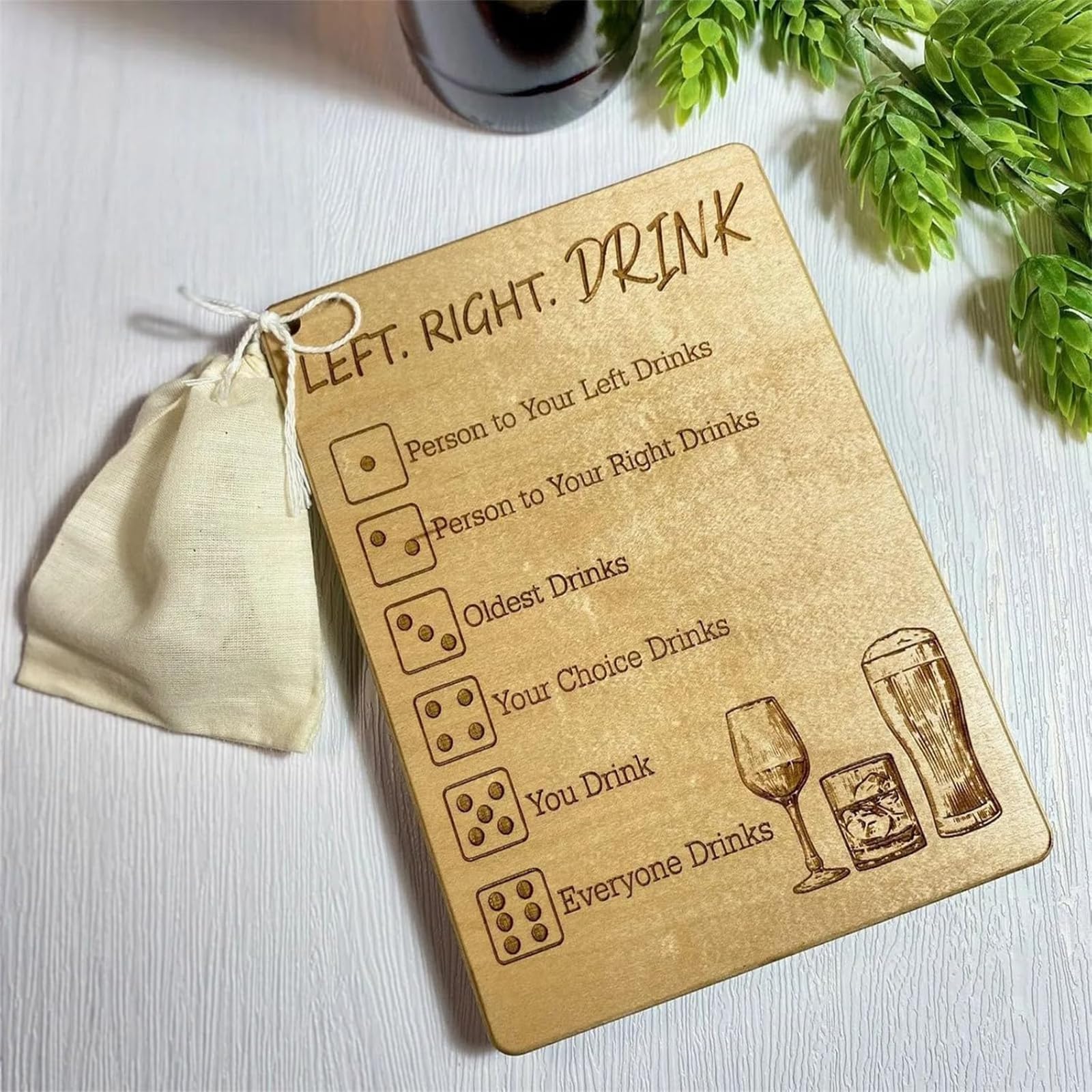 Left Right Center Drinking Game Set - Fun Party Dice Game with Plates & Bags for Adults - Interactive Social Board Game for Bars & Gatherings - Perfect for Game Nights, Bachelor Parties & Social Events (1pc)