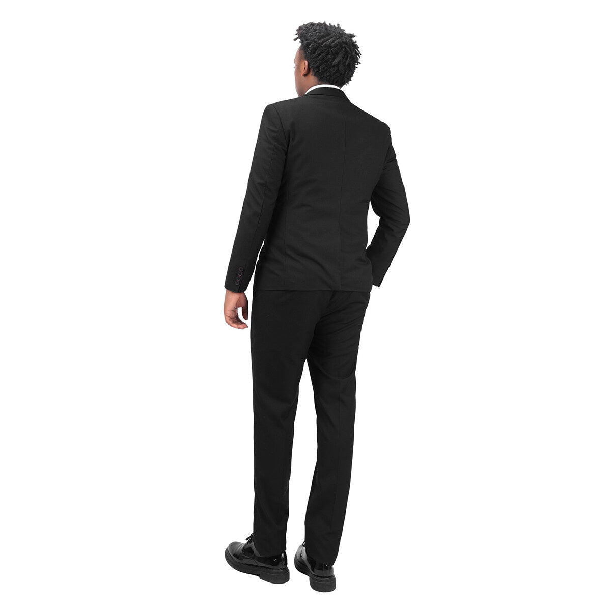 3 Piece Slim Fit Solid Color Jacket & Formal Suit Set for Men - Perfect for Weddings, Business Meetings & Special Occasions - Classic Black