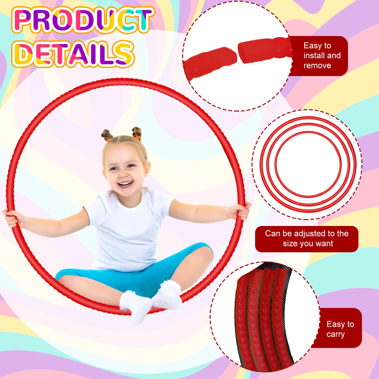 Shappy 6-Pack Adjustable Plastic Hoops for Gym, Play & Dog Agility