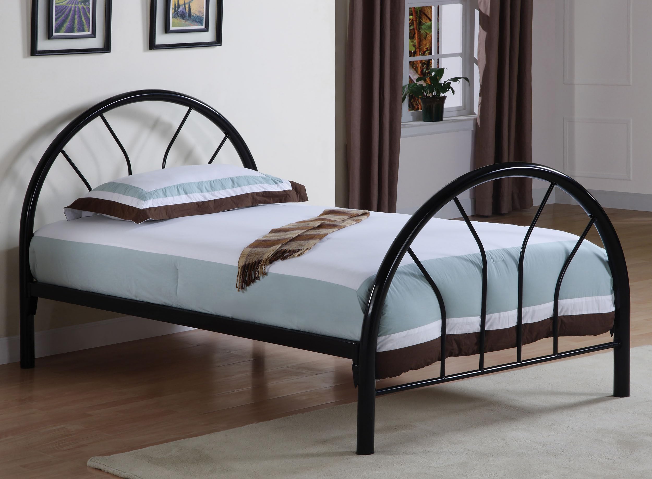 Coaster Home Furnishings Marjorie Contemporary Twin Size Open Frame Bed Frame with 40-inch Headboard - Platform Bed in Black (2389B) | Perfect for Modern Bedrooms, Guest Rooms & Small Spaces