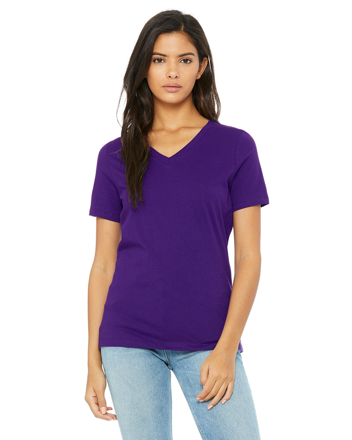 Bella + Canvas 6405 Women's Relaxed Fit Jersey V-Neck T-Shirt - Soft Cotton Tee for Casual Wear, Workout & Everyday Comfort