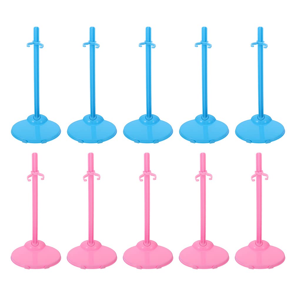 HEALLILY 30pcs Clear Plastic Doll Stands - Action Figure Display Holder for Dolls, Toys & Collectibles (Pink & Blue) - Perfect for Doll Photography, Toy Collections & DIY Displays