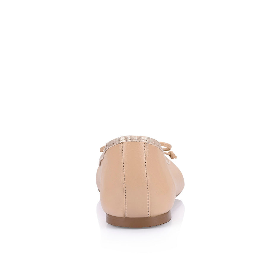 Elegant Ballerina Ballet Flats - Nude Smooth Leather Comfortable Women's Shoes for Work, Party & Daily Wear
