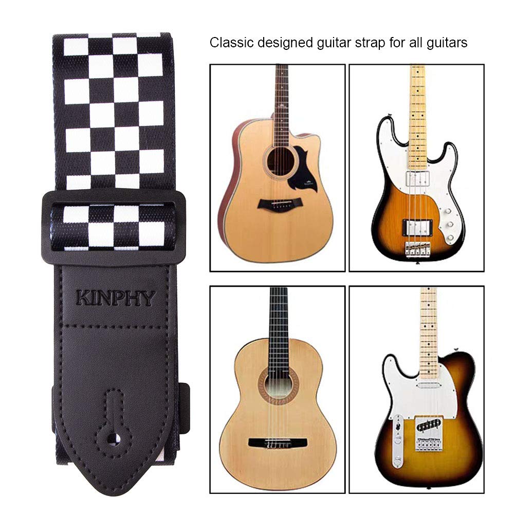 Premium Guitar Strap for Acoustic & Electric Bass - Adjustable Leather Ends with Strap Locks & Free Guitar Picks - Perfect for Live Performances, Studio Sessions & Practice