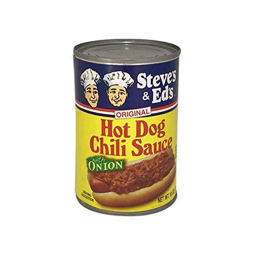 Steve's & Ed's Hot Dog Chili Sauce with Onions - 10 oz (Pack of 4) | Premium Coney Island Style Topping for Hot Dogs, Burgers, Nachos & Game Day Snacks