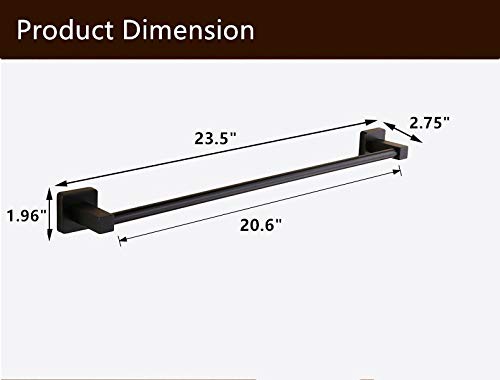 Stainless Steel Wall Mounted Single Towel Bar Rack - 23.5 Inch Bathroom Towel Hanger with Matte Black Finish | Perfect for Modern Bathrooms, Guest Rooms & Spa Decor