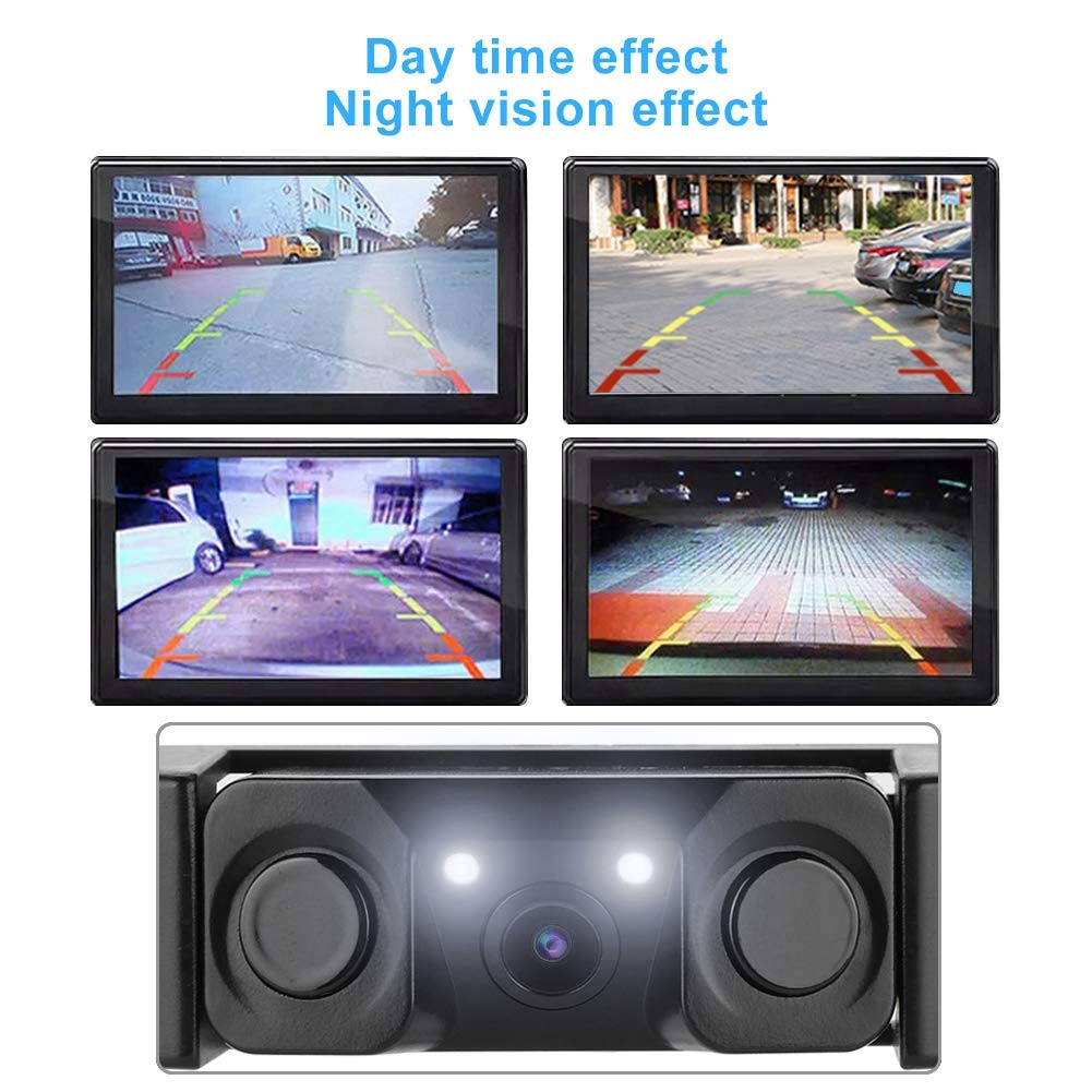 Universal Car License Plate Frame Backup Camera with 170° Wide View Angle & Parking Sensor - IP67 Waterproof Reversing Assist Security System for Vehicles | Perfect for Parking Assistance, Night Driving & Tight Space Maneuvering