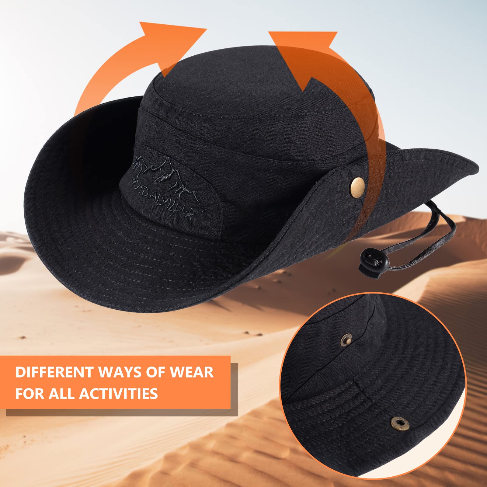 UPF 50+ Sun Hat for Men & Women - Wide Brim Bucket Fishing Hat with Neck Flap, Safari Boonie Hat for Outdoor Activities, Beach, Hiking & Travel