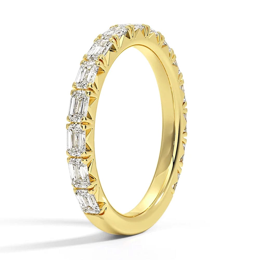 Lab Grown Emerald Cut Diamond Half Eternity Band - 14K White Gold Wedding Ring for Women, Anniversary Gift, Bridal Jewelry for Special Occasions