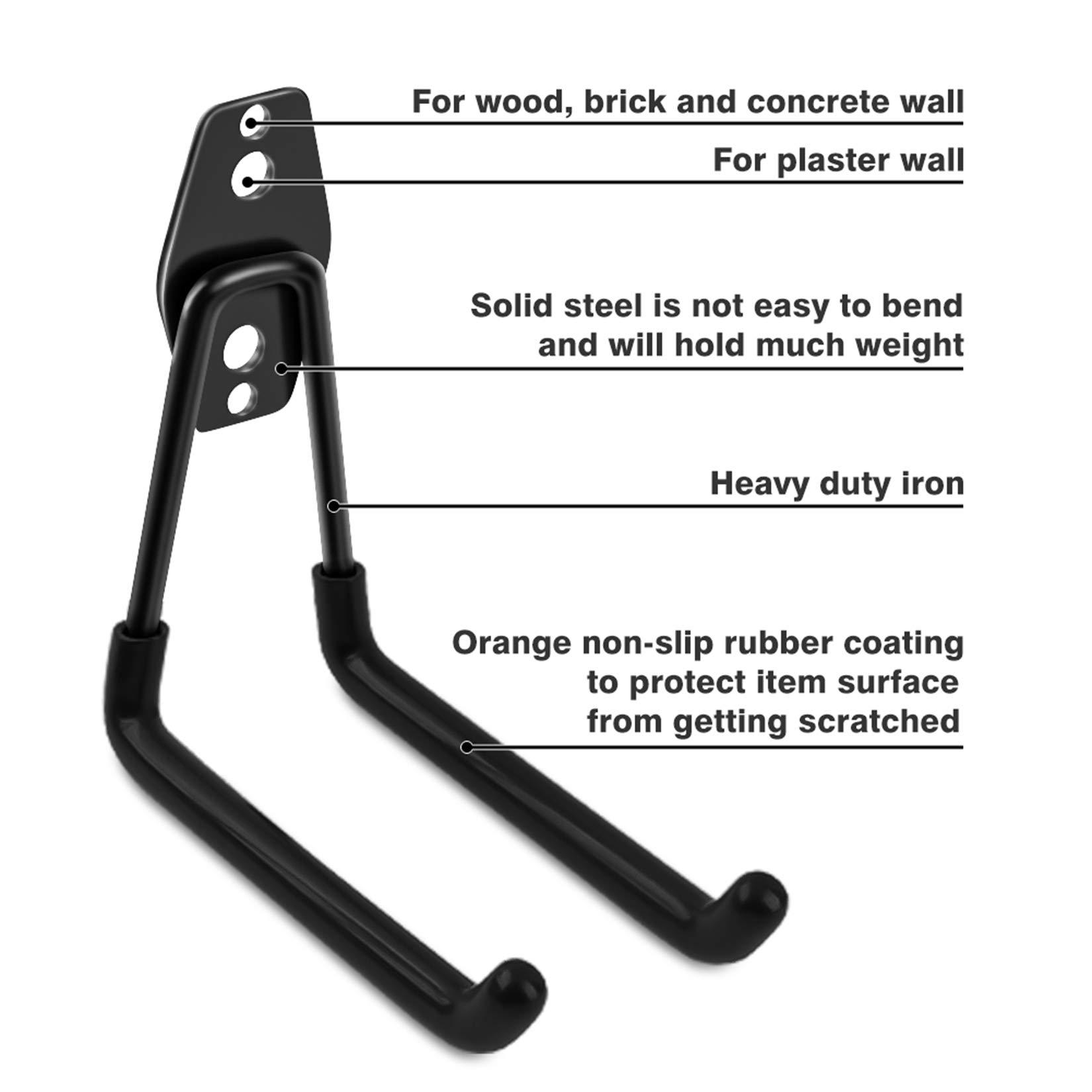 Remiawy 14 Pack Heavy Duty Garage Storage Hooks - Steel Wall Mounted Utility Hooks with Anti-Slip Coating for Organizing Garden Tools, Ladders, Bikes & Bulky Items - Perfect for Garage, Shed & Workshop Organization