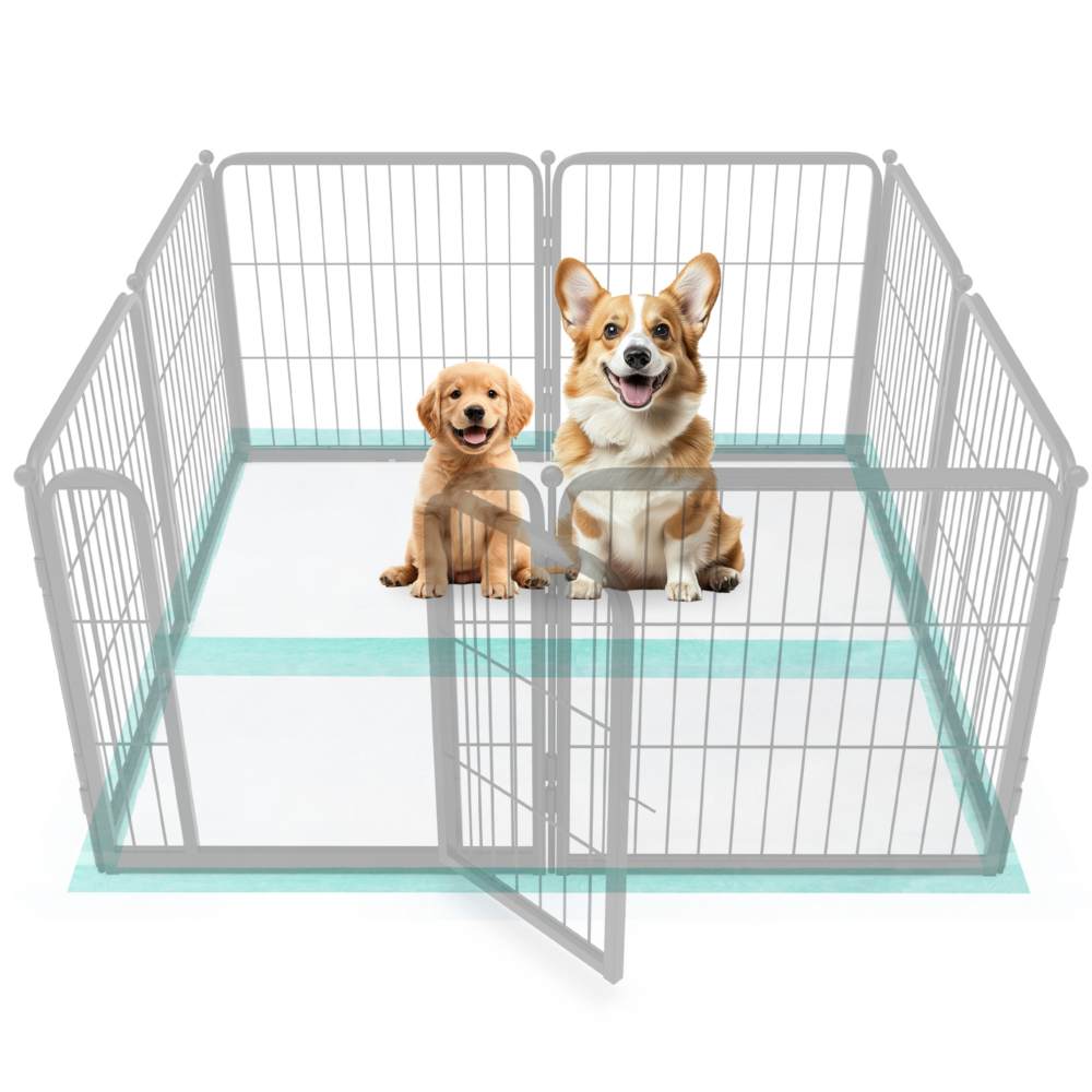 Black Homeplus Dog Playpen & Green Extra Large Disposable Puppy Pads (2-Pack) - Indoor/Outdoor Pet Play Area & Potty Training Solution for Puppies & Small Dogs