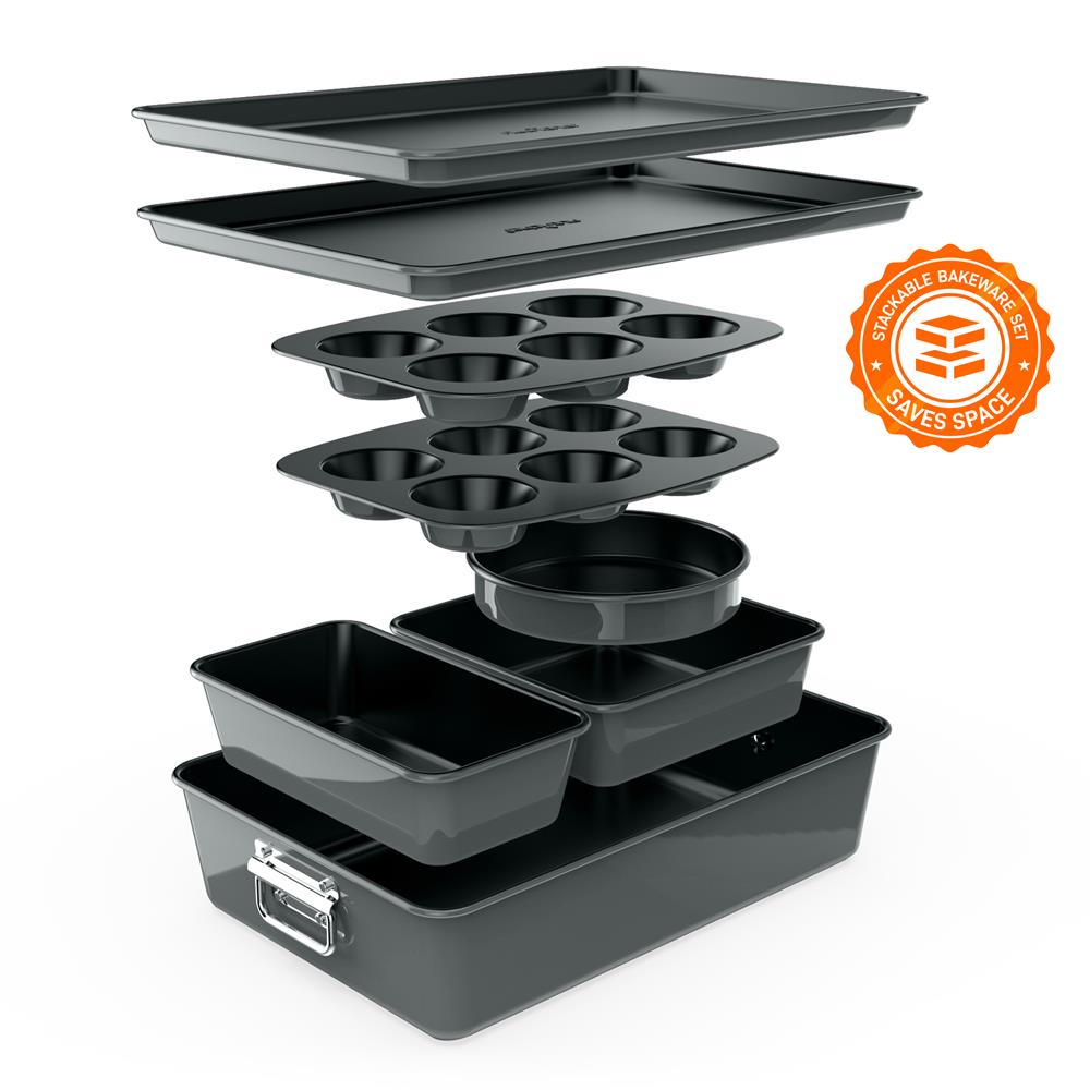 Non-Stick Baking Pans Set for Oven - 3 Piece Cookie Sheet, Pizza Pan & Cake Pan - Perfect for Baking, Roasting & Cooking at Home | Durable & Easy Clean Kitchen Essentials