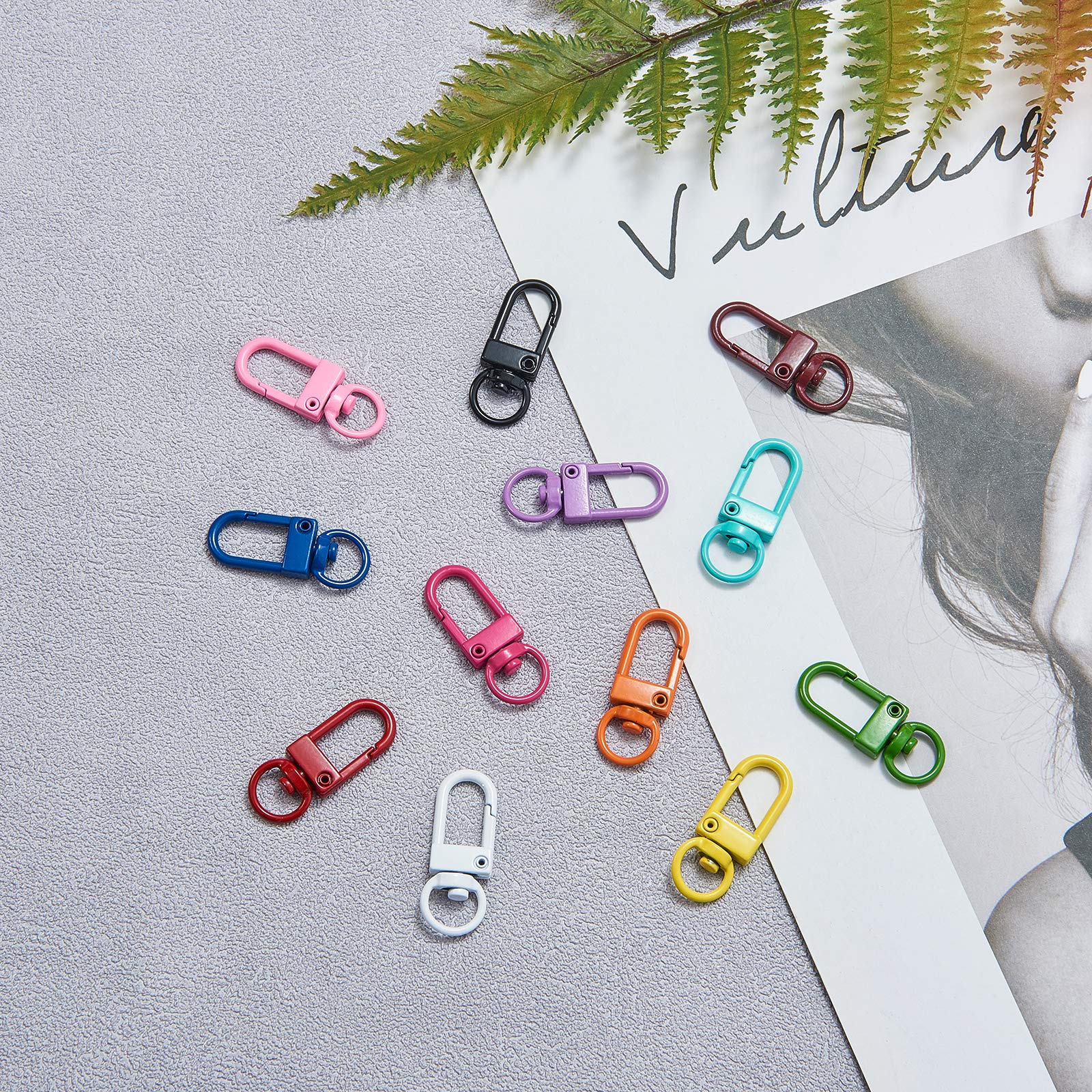 12 Colors Metal Lobster Claw Clasps for Keychains & DIY Crafts - 1.3