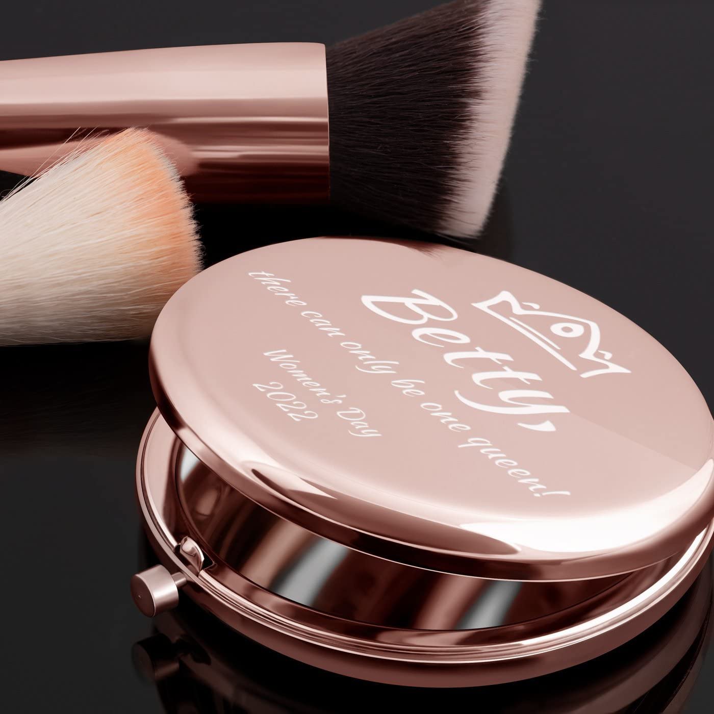 Personalized Rose Gold Compact Mirror for Women - Custom Cosmetic Mirror with Crown Design - Elegant Gift for Birthday, Anniversary & Special Occasions - Perfect Makeup Accessory for Travel & Daily Use