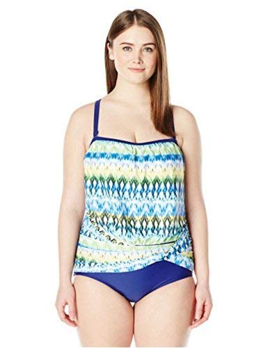 Women's Ikat Print Blouson One Piece Swimsuit with Fixed Cups - Stylish Bathing Suit for Beach, Pool & Vacation | Flattering Swimwear for Women