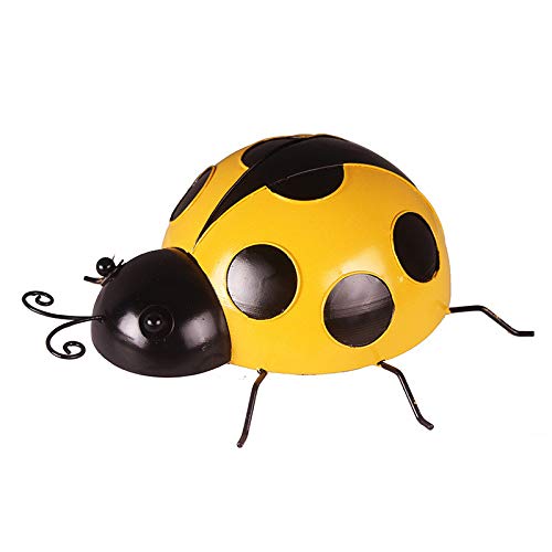 Metal Ladybug Garden Decor - Decorative 3D Sculptures for Outdoor Lawn & Indoor Home Decor, Yellow Ladybug Statue | Perfect for Garden Accents, Patio Decorations & Room Ornament