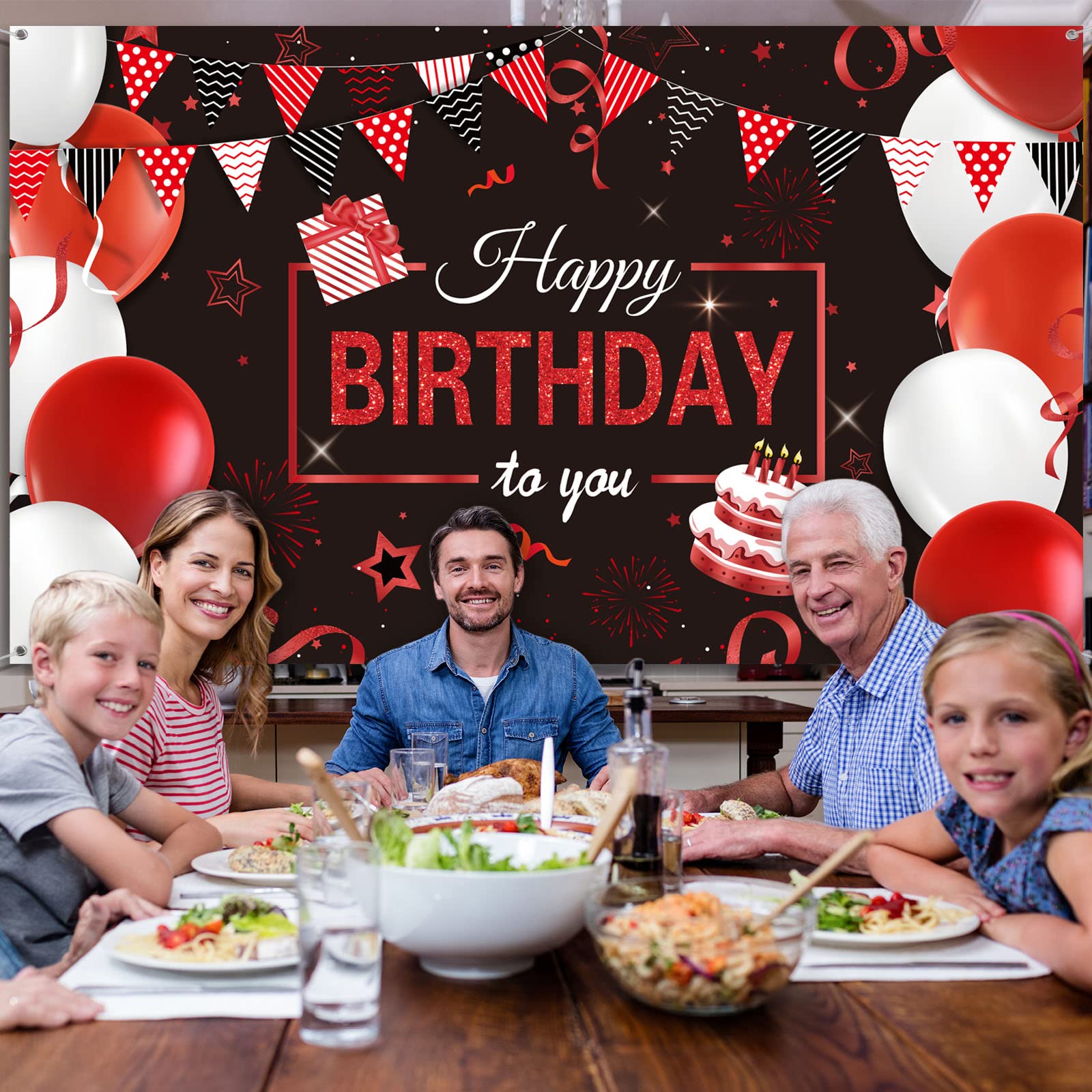 Tatuo 50-Piece Birthday Balloon Garland Kit - Happy Birthday Backdrop Banner Decorations for Kids, Men & Women - Red and Black Party Supplies for Anniversary, Baby Shower & Graduation Celebrations