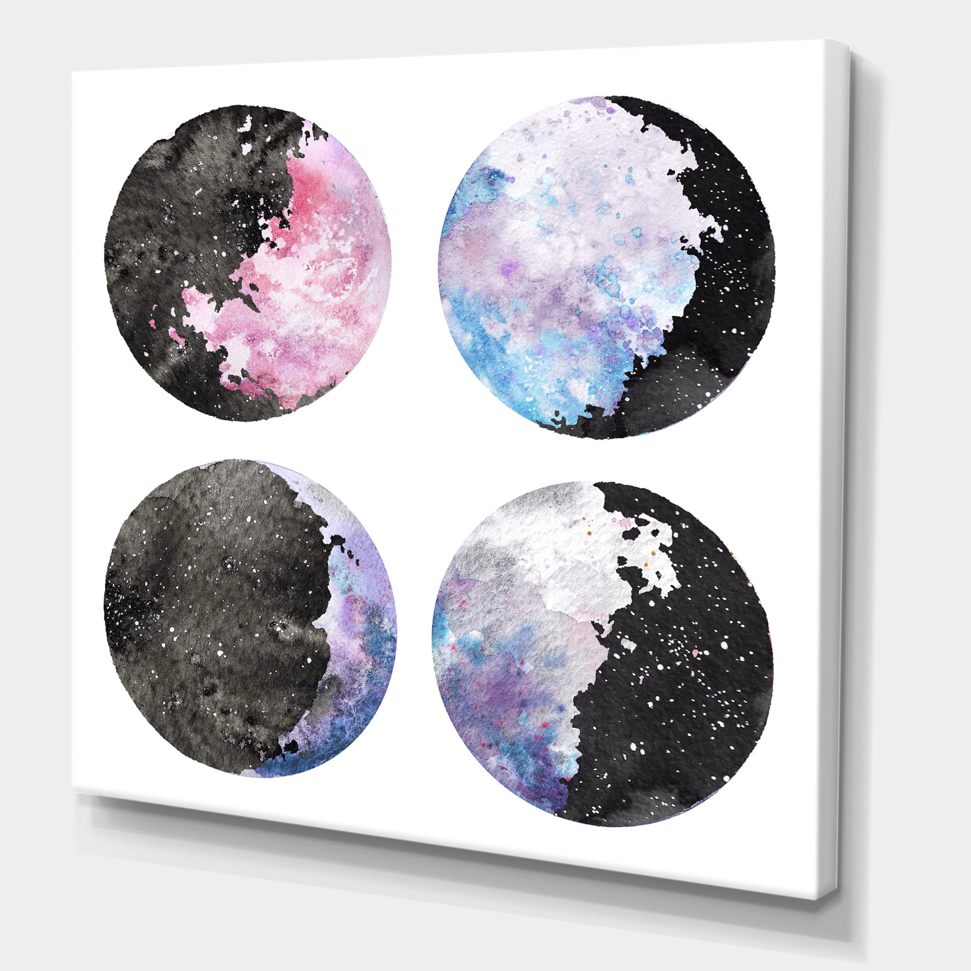 Moon Phases With Stars Bohemian Canvas Wall Art - Celestial Night Sky Decor for Bedroom, Living Room & Office
