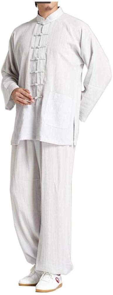 Traditional Chinese Tai Chi Uniform - Hand-Painted Linen Martial Arts Outfit for Men & Women - Gray Kung Fu Practice Suit for Morning Exercise & Meditation - Breathable Kung Fu Clothing for Tai Chi, Qigong & Martial Arts Training