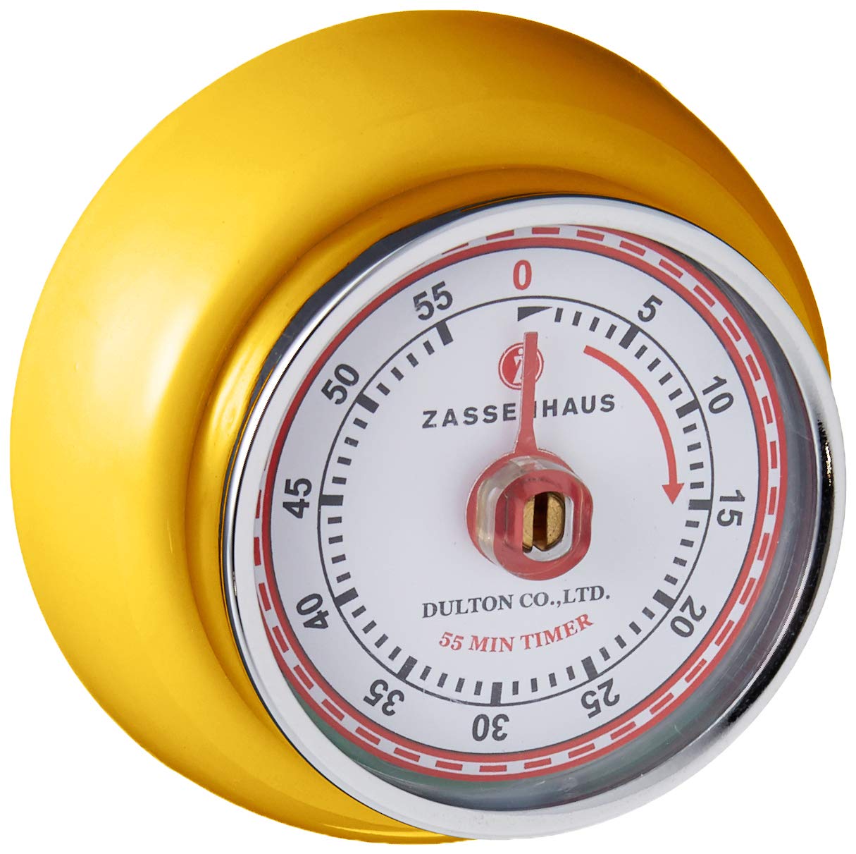 Zassenhaus Magnetic Retro Kitchen Timer - Classic Mechanical Cooking Timer with 60 Minute Countdown, 2.75 Inch (Yellow) - Perfect for Baking, Cooking, Meal Prep & Kitchen Decor