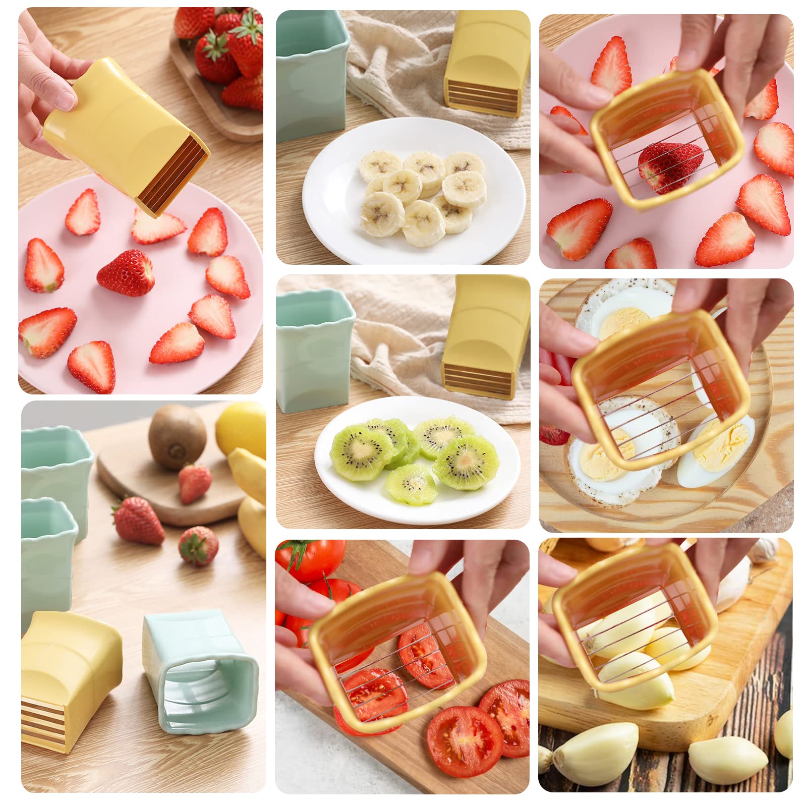 2-Pack Multi-Purpose Kitchen Slicer Set - Egg, Banana & Strawberry Cutter for Quick Fruit & Vegetable Salad Prep | Creative Kitchen Gadget for Smoothies, Fruit Platters & Healthy Snacks | COKSDUPID