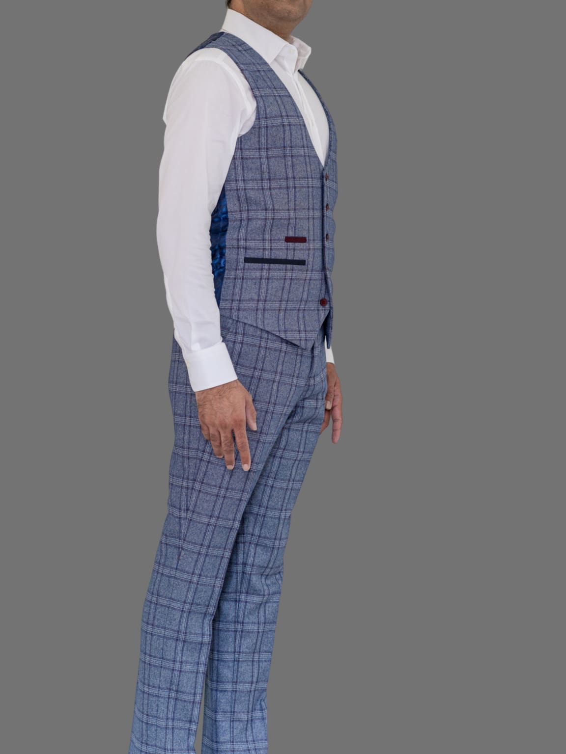 Marc Darcy Abbott Men's Blue Tweed 3 Piece Suit | Premium Wool Blend Business Suit | Formal Wedding & Office Attire