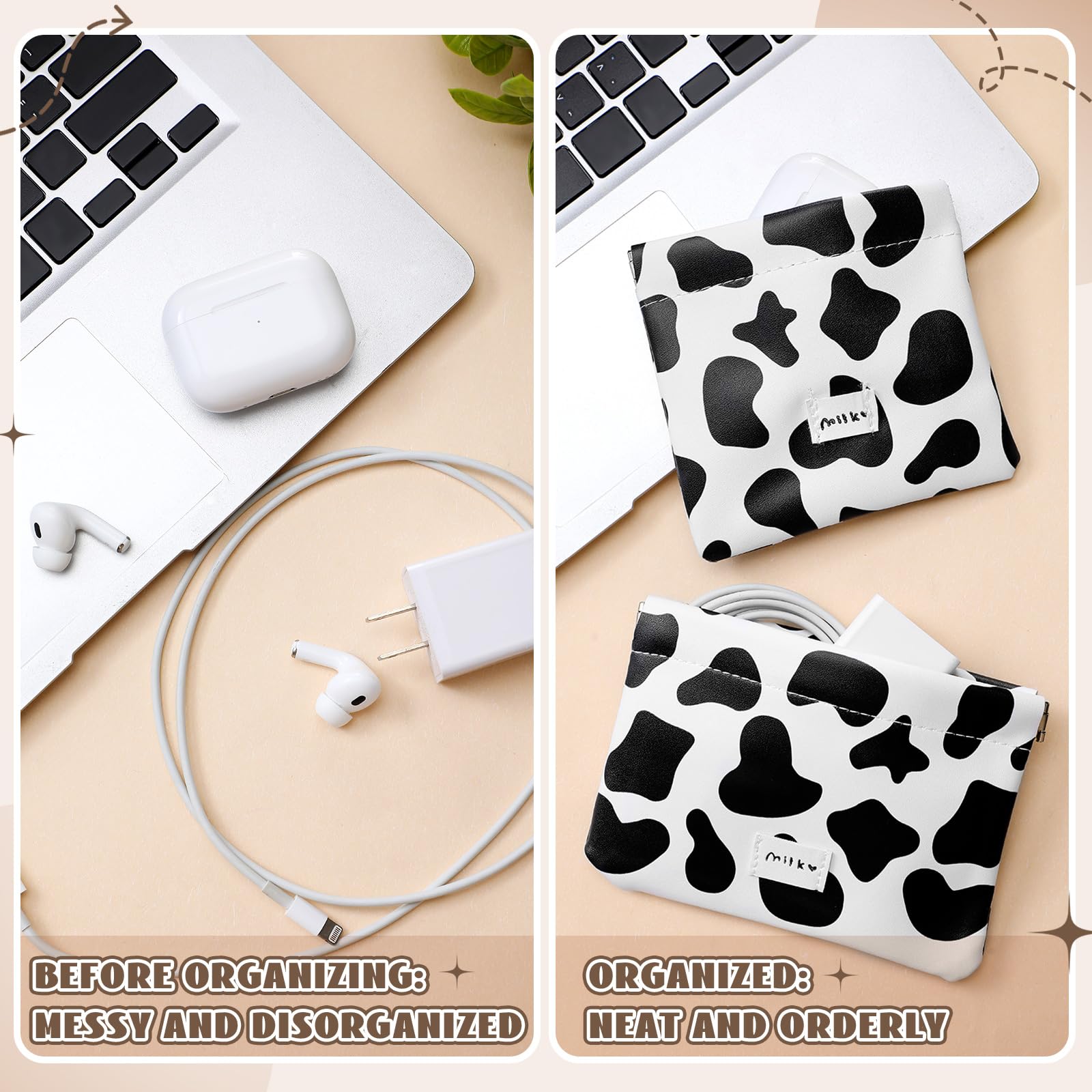 2 Pack Cute Cow Print Makeup Bags for Women - Waterproof Cosmetic Organizer Pouch, Portable Travel Toiletry Bag Set with Highland Cow Design - Perfect for Purse, Gym, Travel & Daily Makeup Storage Accessories
