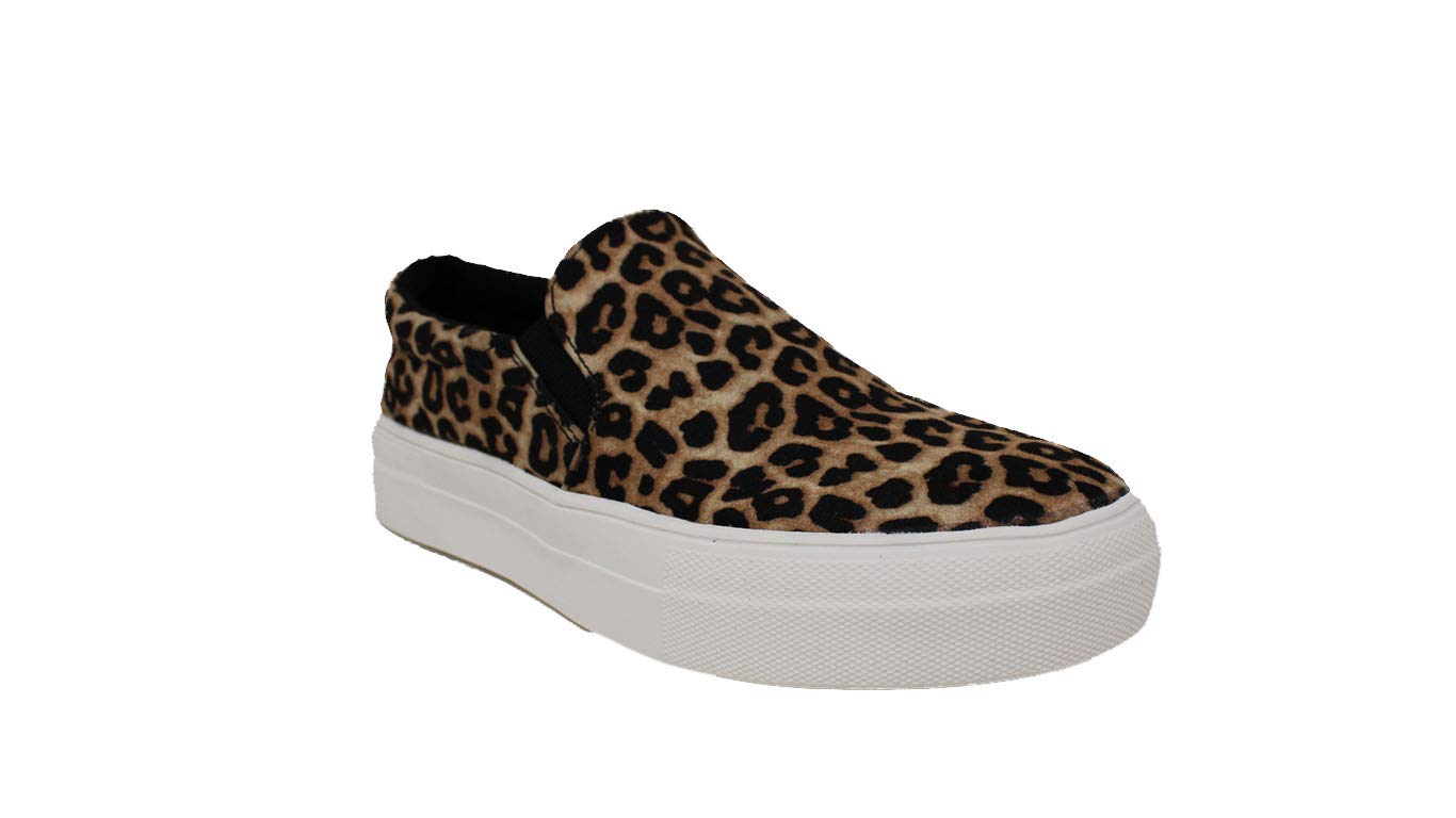 Breathable Women's Slip-On Sneakers - Comfortable Perforated Casual Shoes Size 6.5 in Oat Cheetah Print | Perfect for Walking, Travel & Everyday Wear