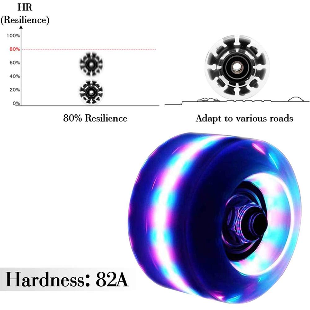 Glow in the Dark Roller Skate Wheels with Bearings - 32mm x 54mm Luminous Quad Skate Wheels for Roller Skating & Skateboards (4Pcs) - Perfect for Night Skating, Rink Parties & Outdoor Adventures
