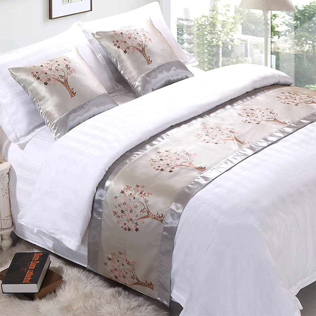 QFWMCW Cotton Linen Bed Runner & Pillow Set - Queen, Twin, King Size - Elegant Hotel Style Bed Cover & Scarf for Bedroom Decor, Table Runner, Rug - Perfect for Home, Wedding, Hotel Decorations