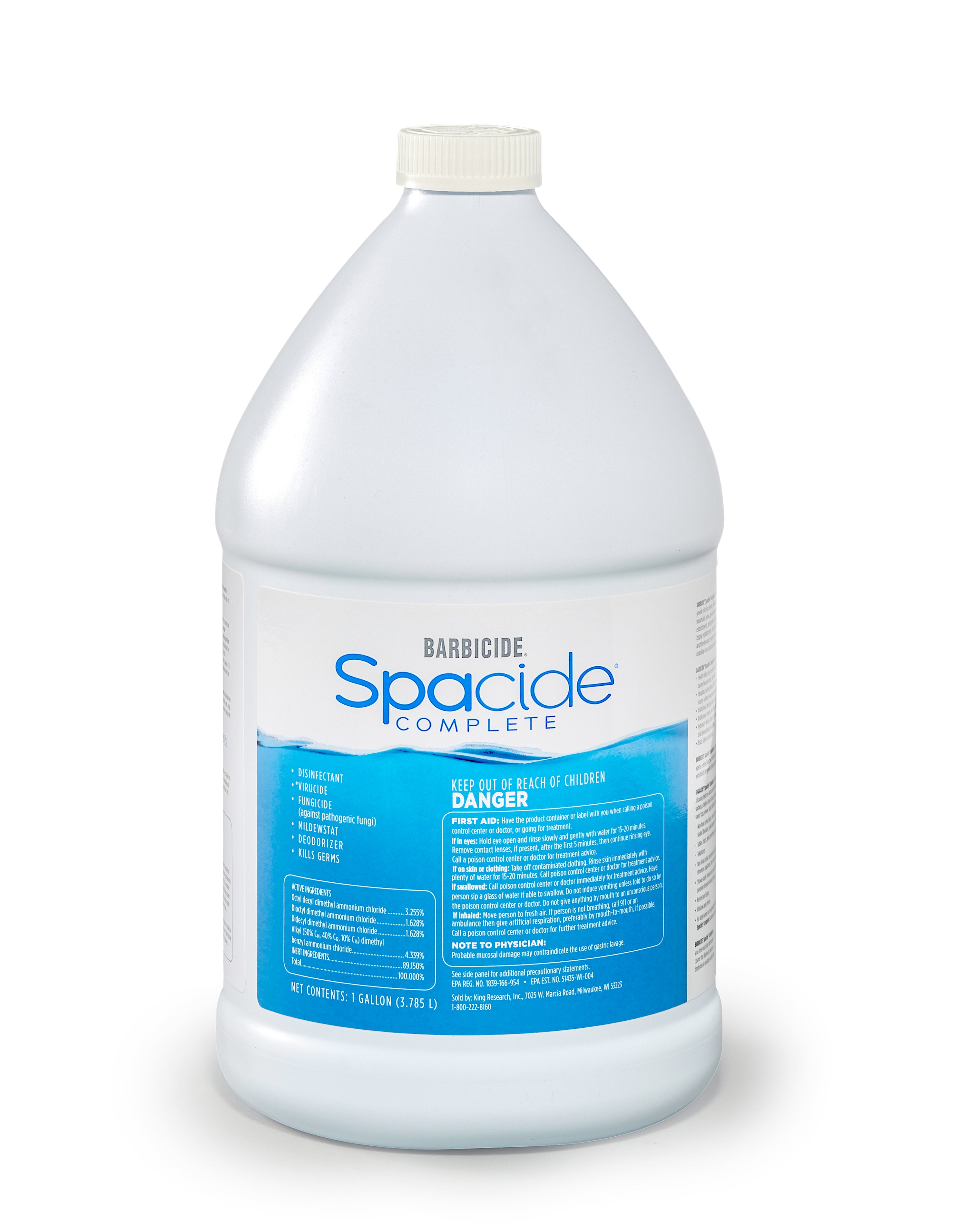 Barbicide Spacide Complete Disinfectant - 1 Gallon for Salon & Barber Tools - Professional Grade Sanitizer for Combs, Brushes & Shears