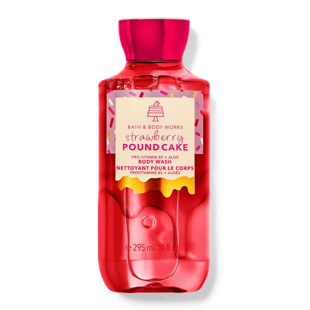 Bath and Body Works Strawberry Pound Cake Shower Gel - 10 oz Moisturizing Body Wash for Soft Skin | Perfect for Daily Shower & Relaxing Bath Time