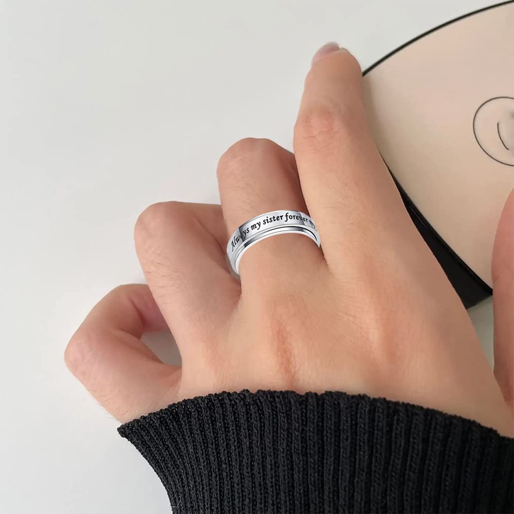 Stainless Steel Spinner Ring for Women & Men - Anxiety Relief Fidget Ring, Stress Relieving Jewelry, Inspirational 'I Am Enough' Promise Ring (Size 5-10) - Perfect for Office, Travel & Daily Stress Management