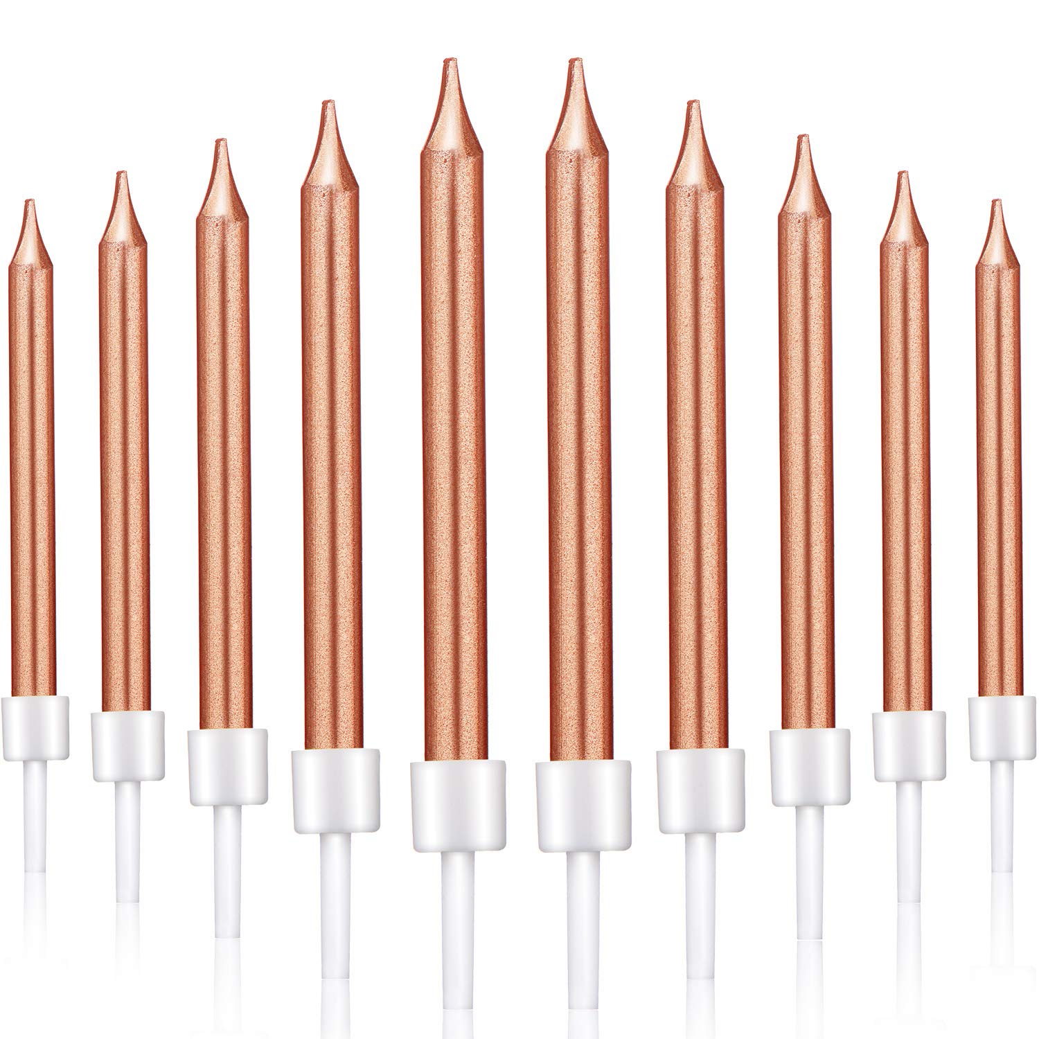 50-Pack Rose Gold Short Birthday Cake Candles with Holders - Decorative Cupcake Candles for Birthday, Wedding & Party Cake Decorations (Perfect for DIY Desserts & Celebration Cakes)