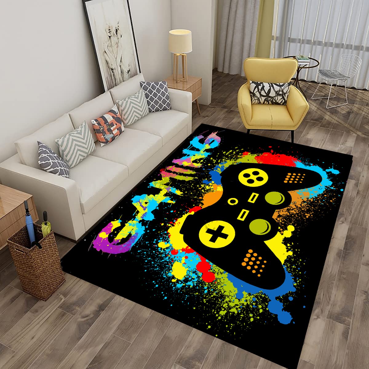 Premium 3'x5' Non-Slip Gaming Rug for Boys - Soft Gamer Carpet for Bedroom, Game Room & Living Room Decor - 60x39 Inch Durable Teen Gamer Rug - Perfect for Esports Setup, Streaming Background & Gaming Den Accessories