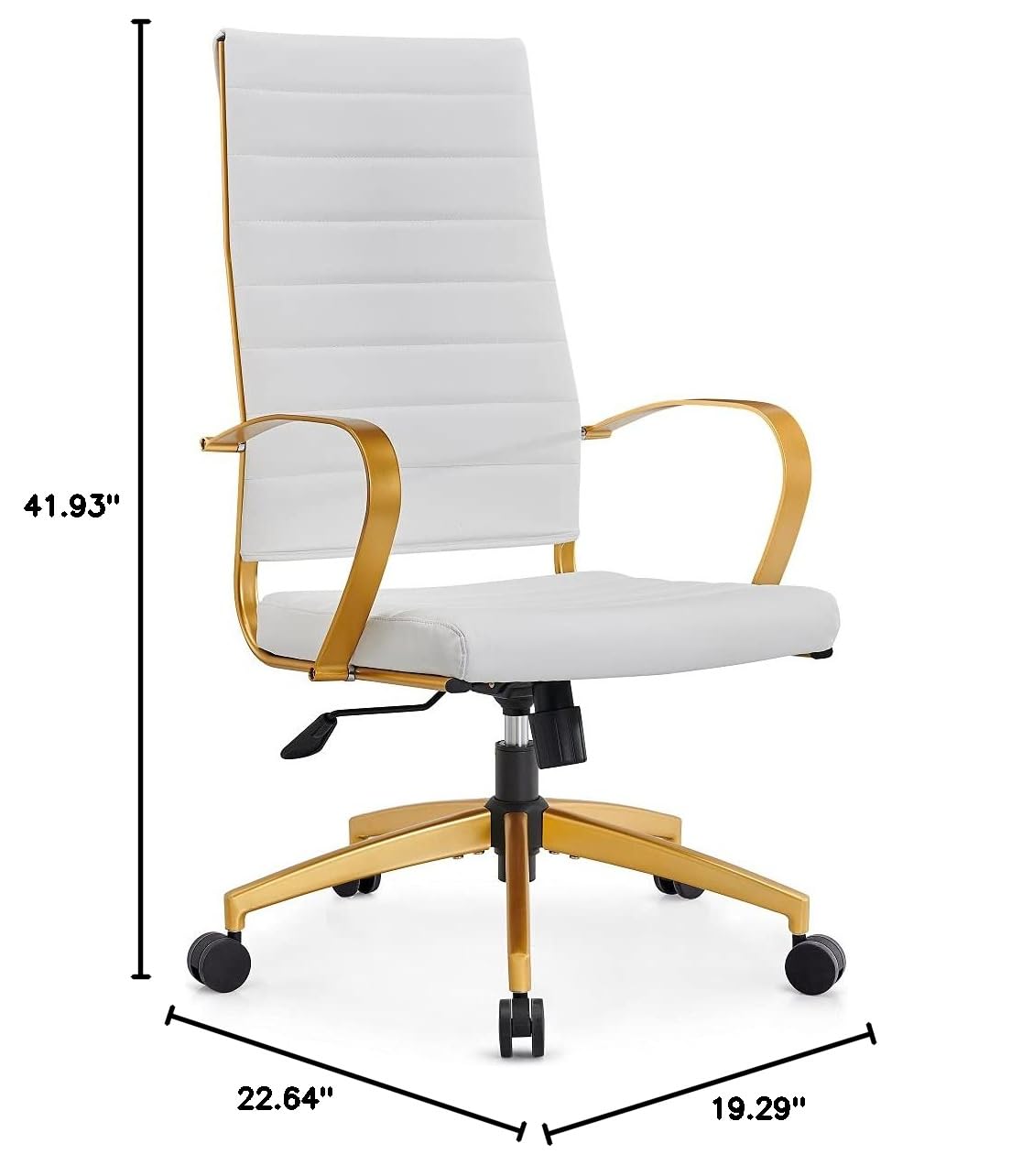Ergonomic White and Gold Office Chair - Adjustable Desk Chair with Lumbar Support for Home & Workspace Comfort (4020 Gold White) - Perfect for Long Hours of Sitting, Gaming, or Remote Work