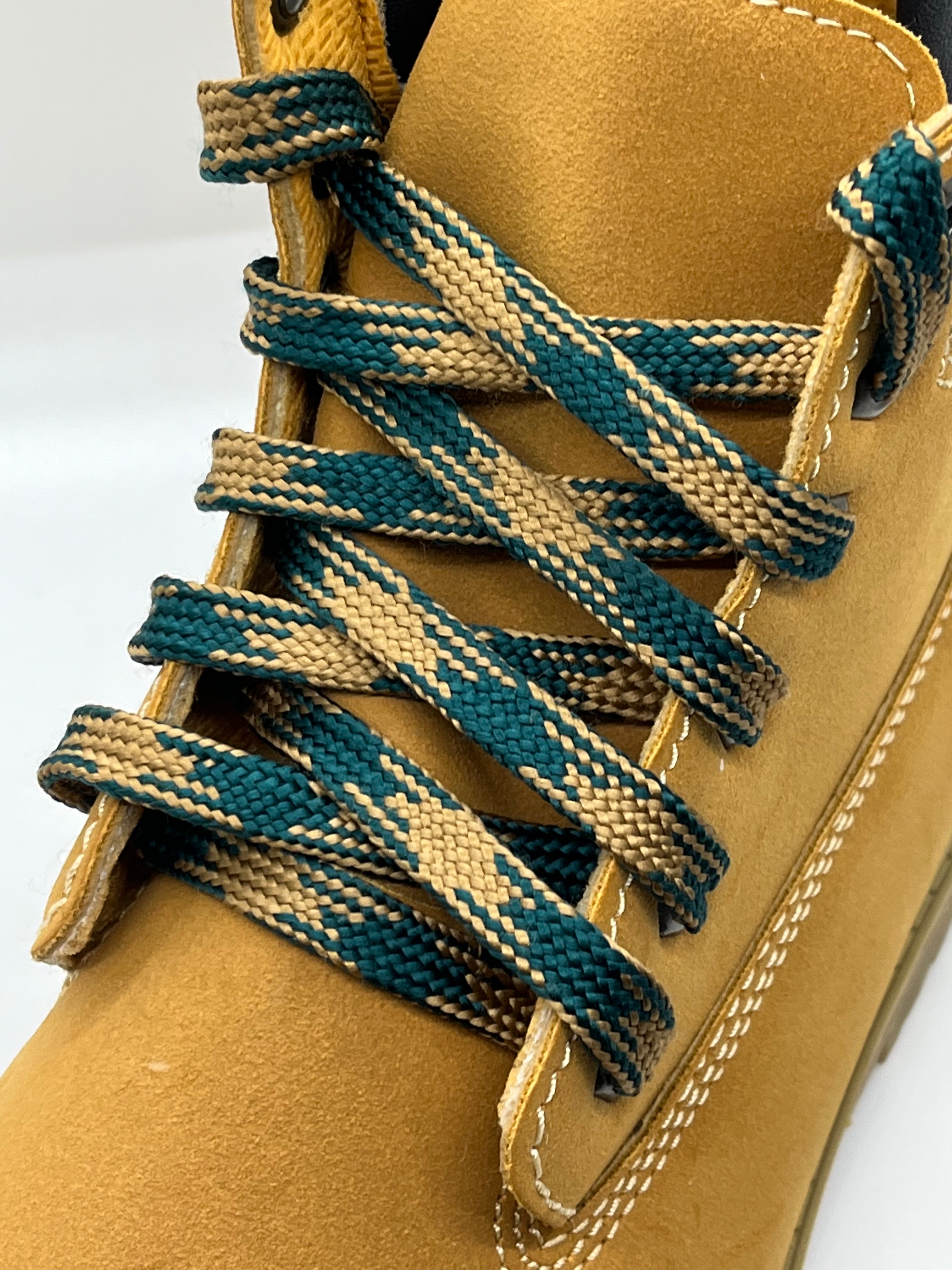 Premium Argyle Shoelaces - Dark Teal & Champagne Gold Dress Shoe Laces for Men's Oxfords, Loafers & Formal Shoes - Perfect for Business, Weddings & Special Occasions