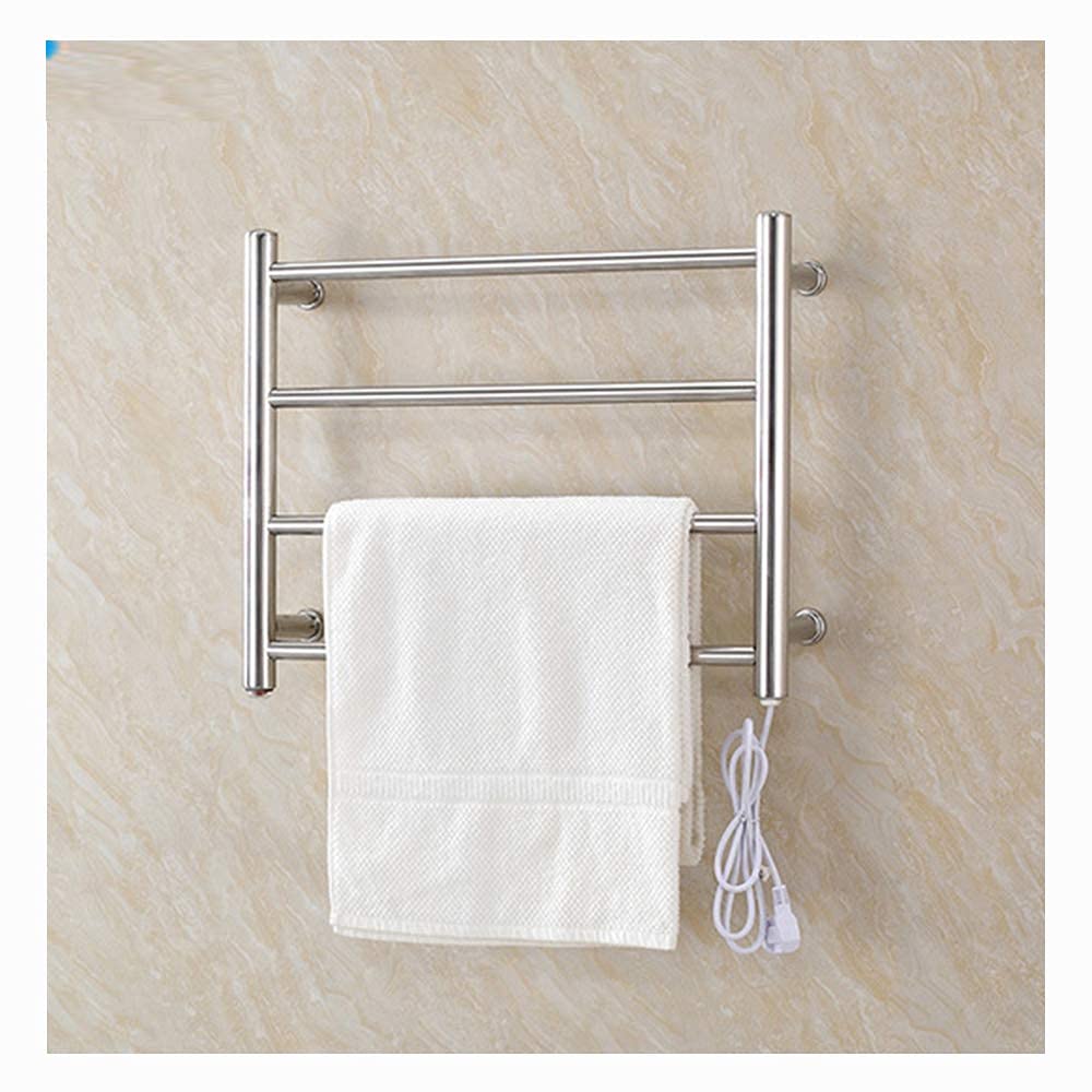 Premium APUM Wall Mounted Towel Warmer for Bathroom - Polished Stainless Steel Electric Towel Heater with 4 Timer Settings & 58W Power (Silver Plug-in) - Perfect for Spa, Luxury Bathrooms & Cold Weather Comfort