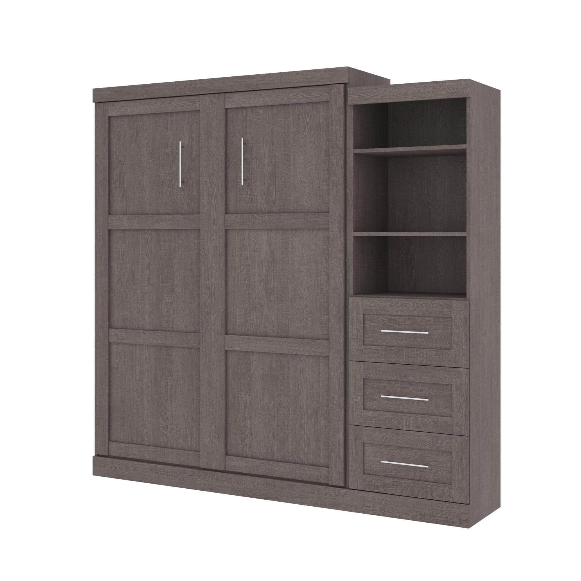 Queen Murphy Wall Bed with Storage Drawers - Space-Saving Foldable Bed for Small Rooms, Apartments & Guest Rooms (90