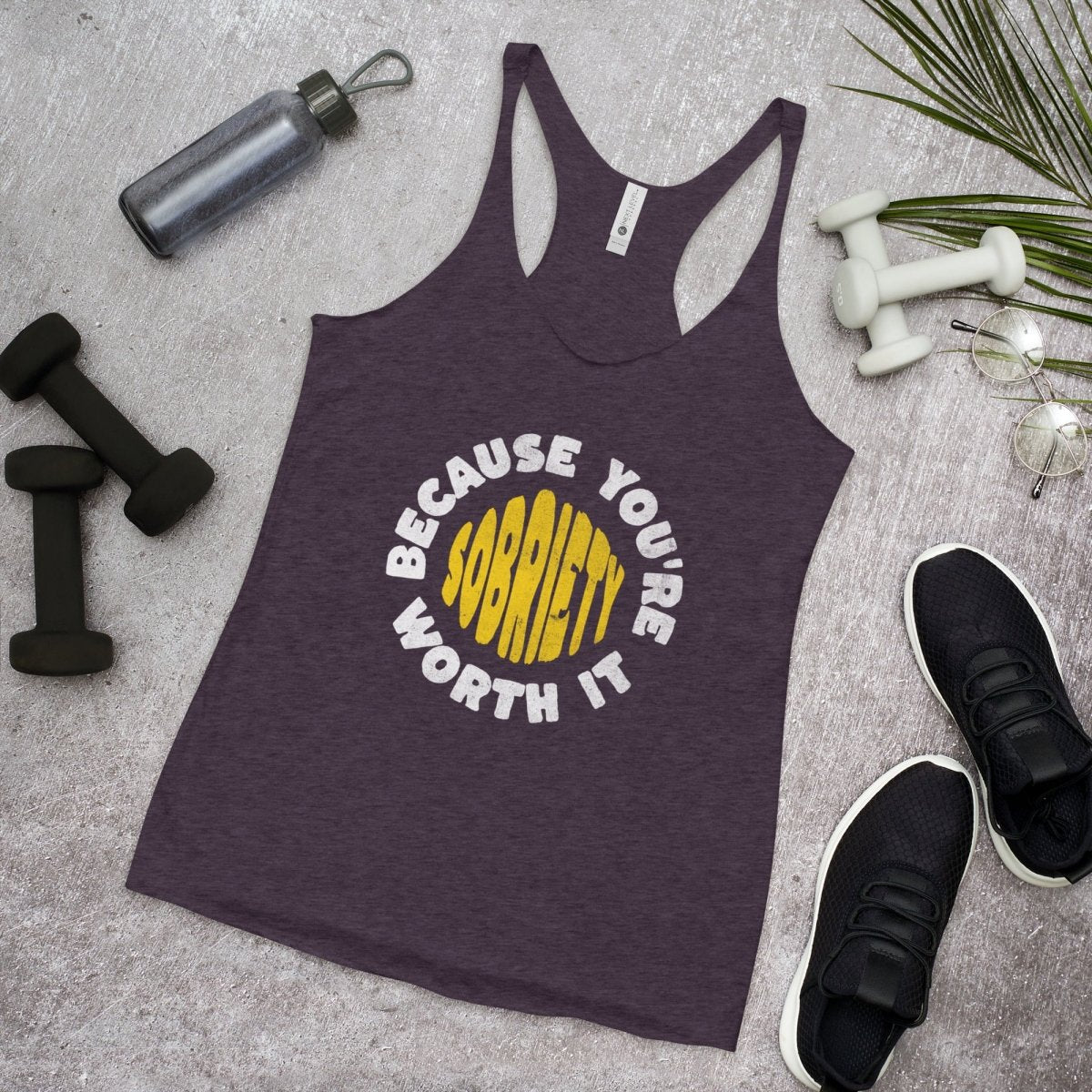 Empowering Sobriety Racerback Tank Top - Motivational Fitness & Workout Apparel for Women - Perfect for Yoga, Running & Gym