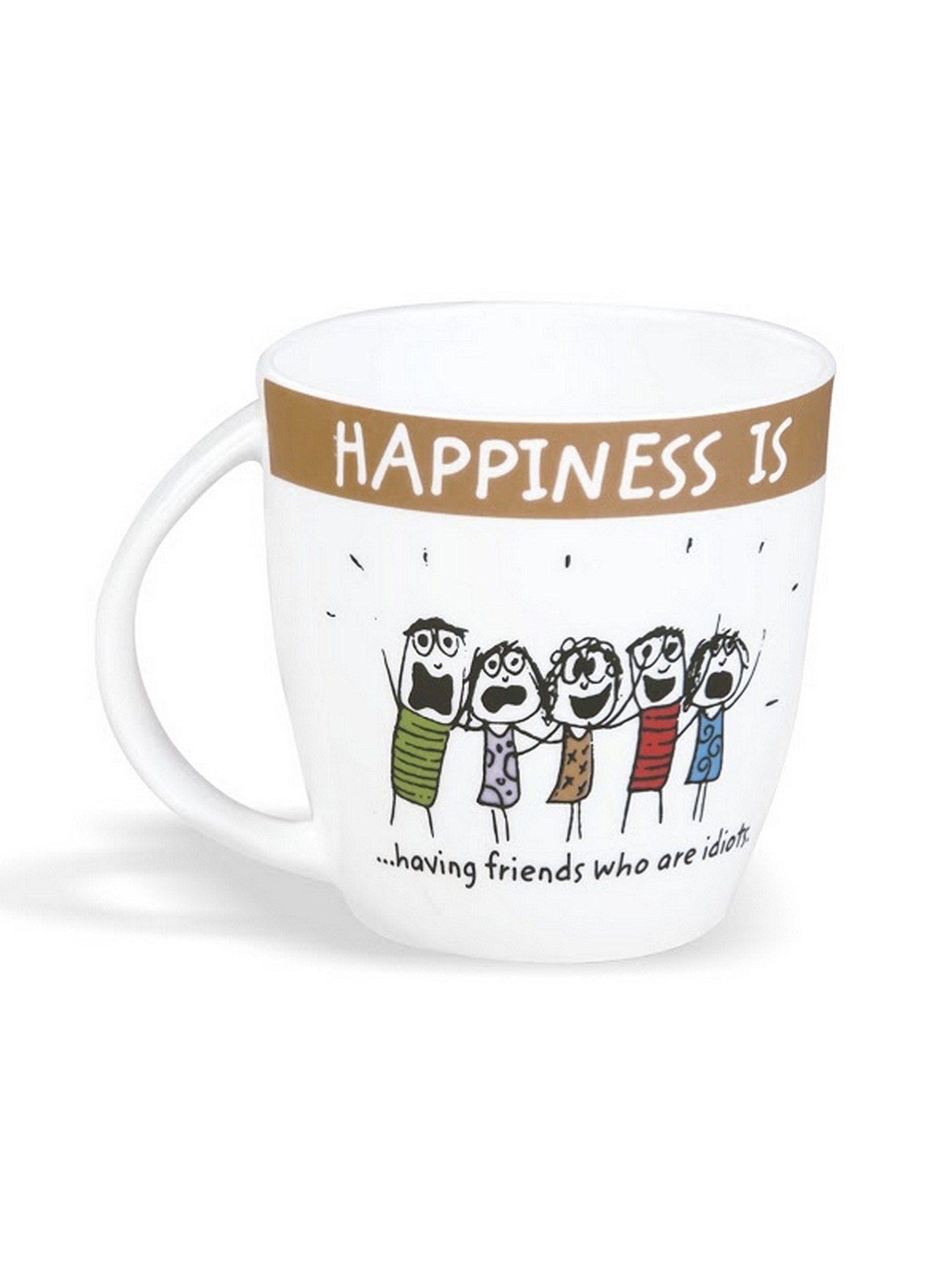 Clay Craft - Happiness Is, Having Friends Bone China Milk Mug, 270ml/5.6cm, Multicolor - Perfect for Tea, Coffee & Gifts for Friends & Family