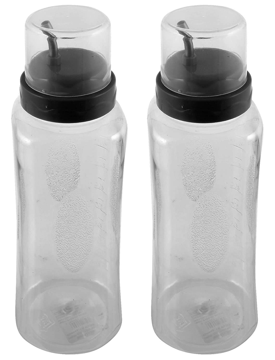 Kuber Industries 600ml Clear Olive Oil Dispenser with Stainless Steel Spout - 2 Pack (Grey) - Perfect for Kitchen, Restaurant & Salad Dressing