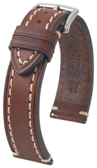 Hirsch Liberty Genuine Leather Watch Band 24mm Brown - Classic & Durable Strap for Men's Watches | Perfect for Business, Casual & Everyday Wear